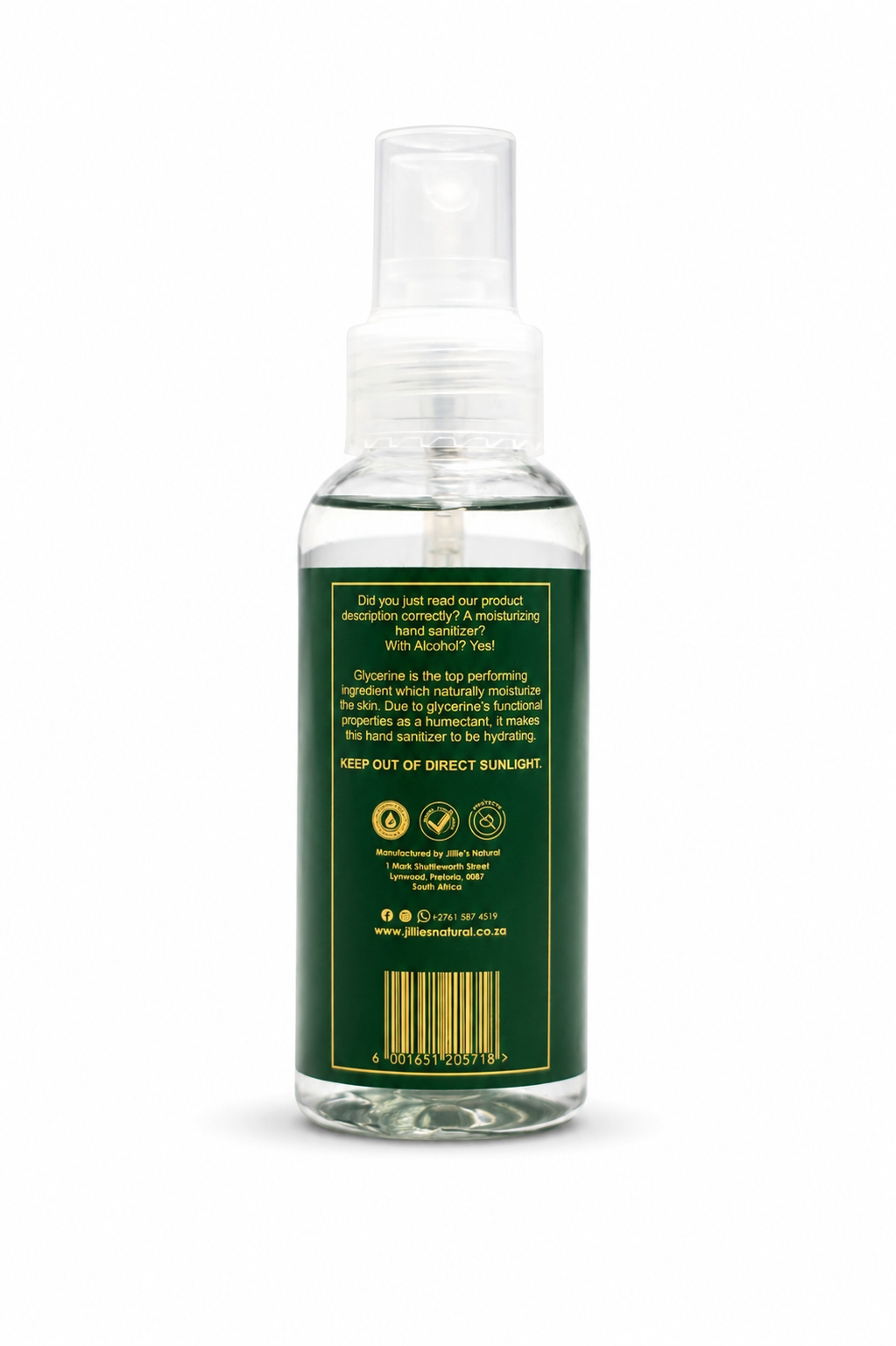 JILLIE'S NATURAL MOISURIZING HAND SANITIZER 100ml - Image 6