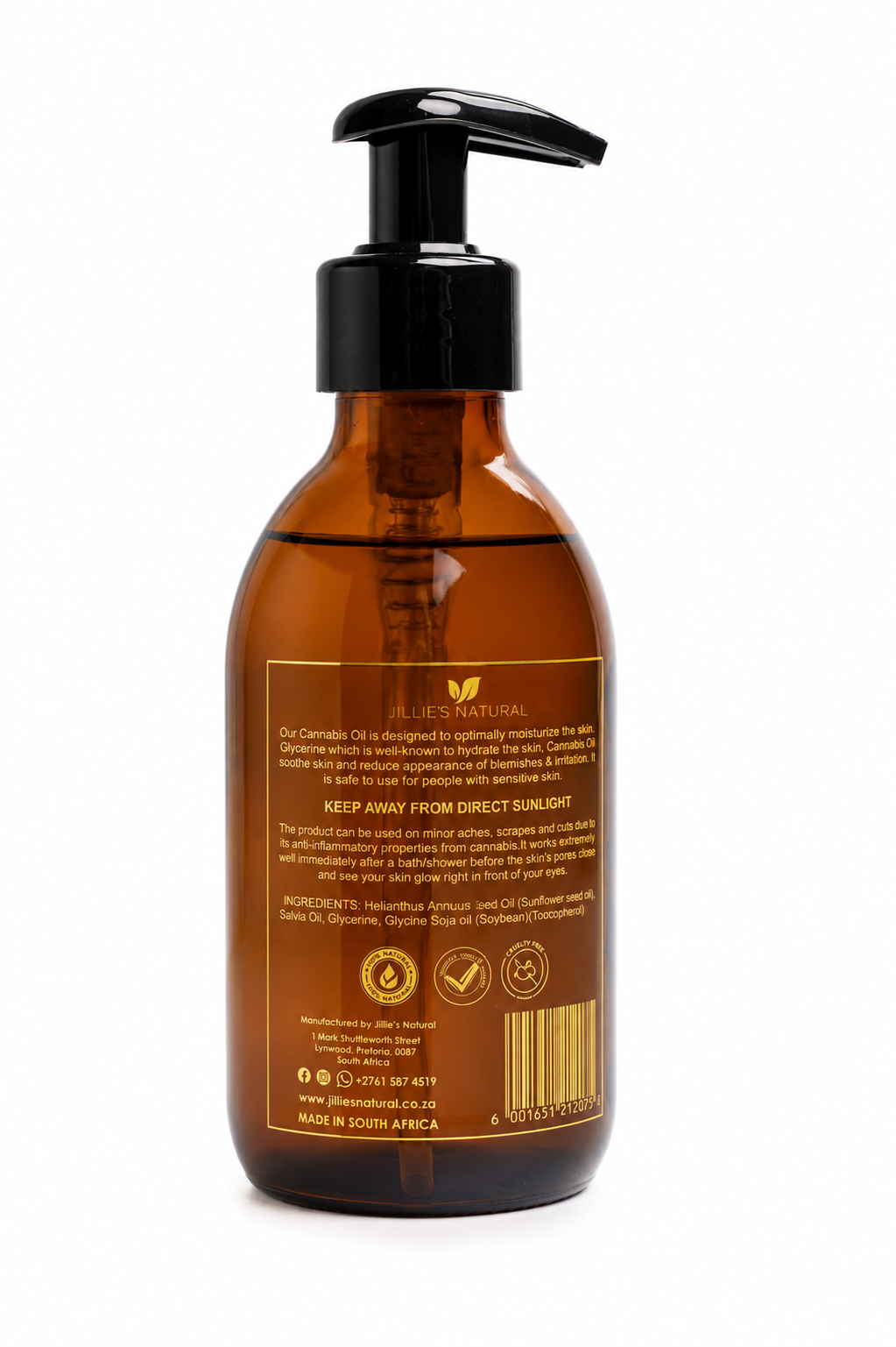 JILLIE'S NATURAL CANNABIS BODY OIL 2OO ML - Image 3