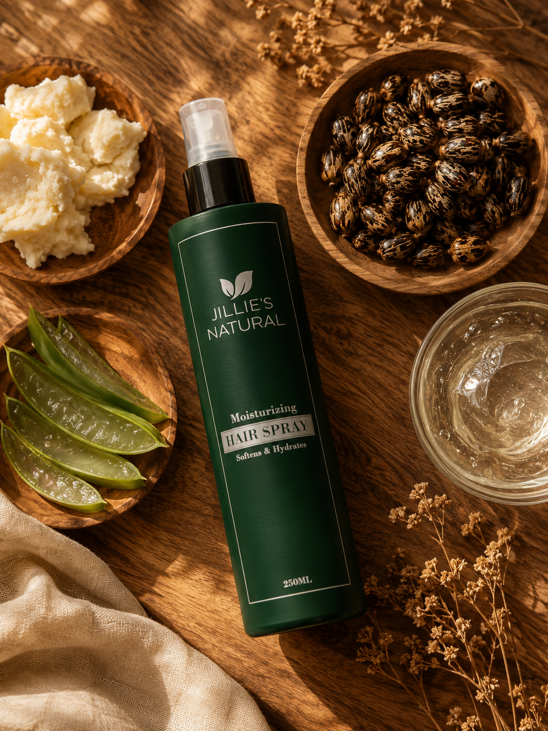 JILLIE'S NATURAL HYDRATING HAIRSPRAY | Soft, Moisturised & Easy-to-Detangle Hair